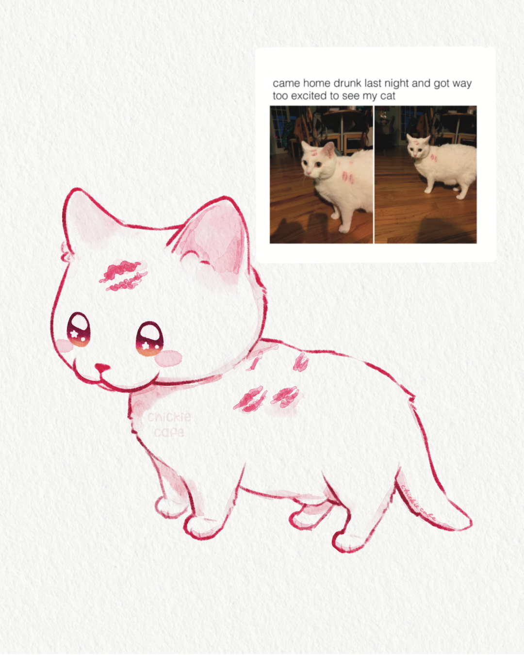 Lipstick Kitty Meme Sticker