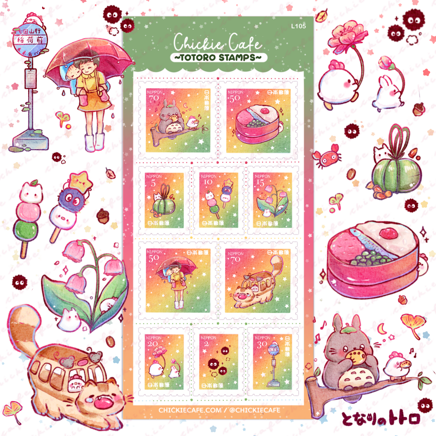 Totoro Stamps Sticker Sheet