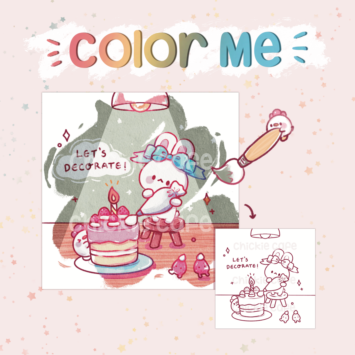 Let’s Decorate a Cake! Digital Printable Coloring Page