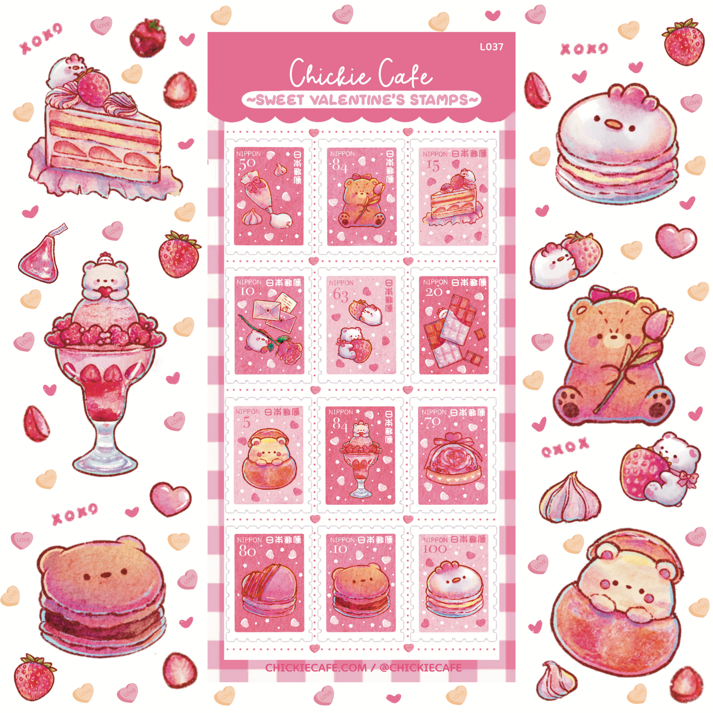 Sweet Valentine's Stamps Sticker Sheet