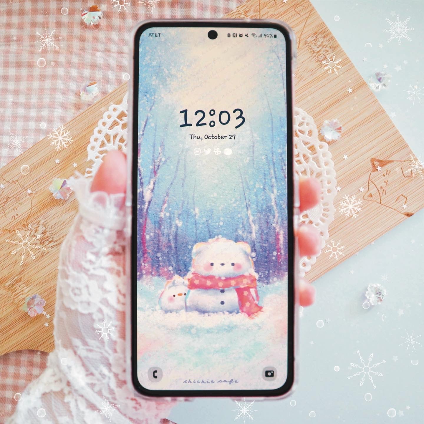 Cute Snowman Digital Wallpaper (Mobile/Tablet)