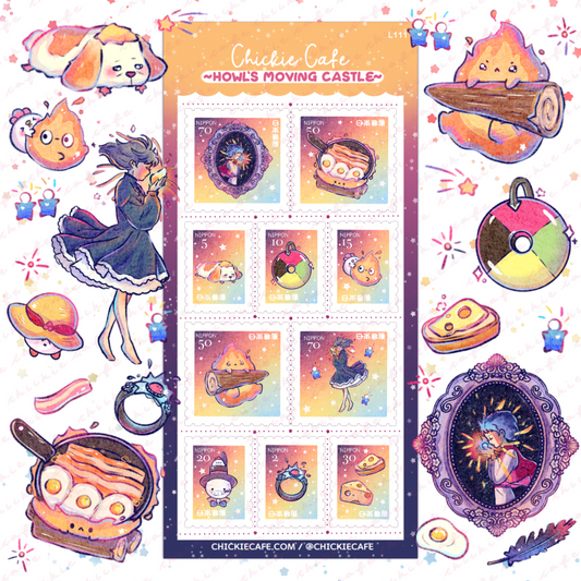 Howl's Moving Castle Stamps Sticker Sheet