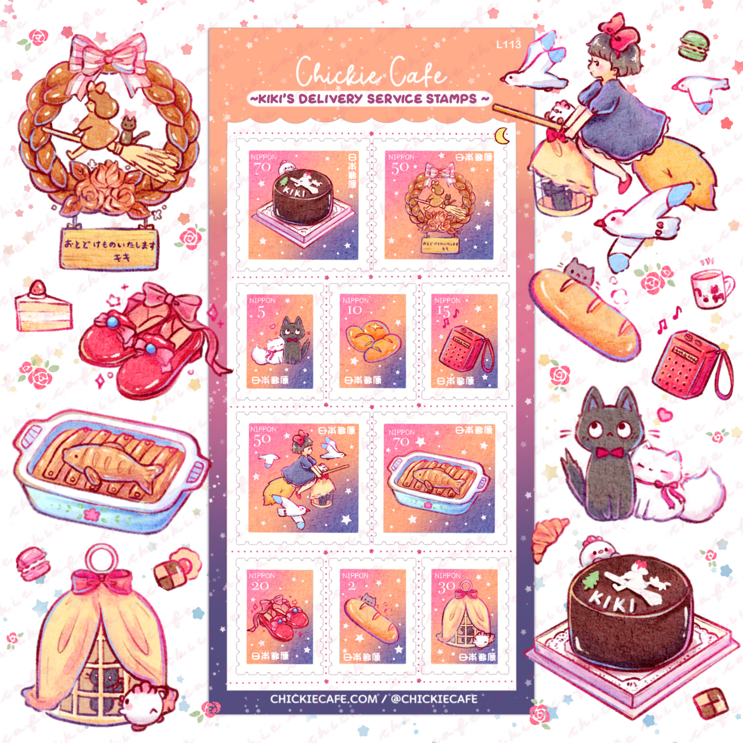 Kiki's Delivery Service  Stamps Sticker Sheet