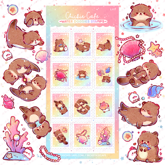 Water Doggies Stamps Sticker Sheet