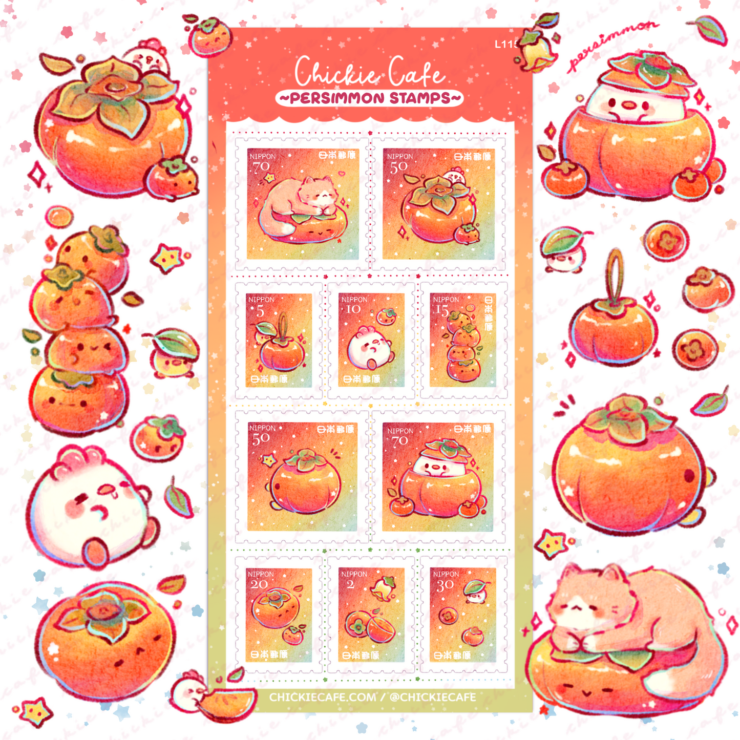 Persimmon Stamps Sticker Sheet
