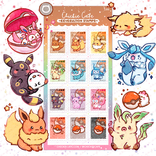 Eeveelutions Stamps Sticker Sheet