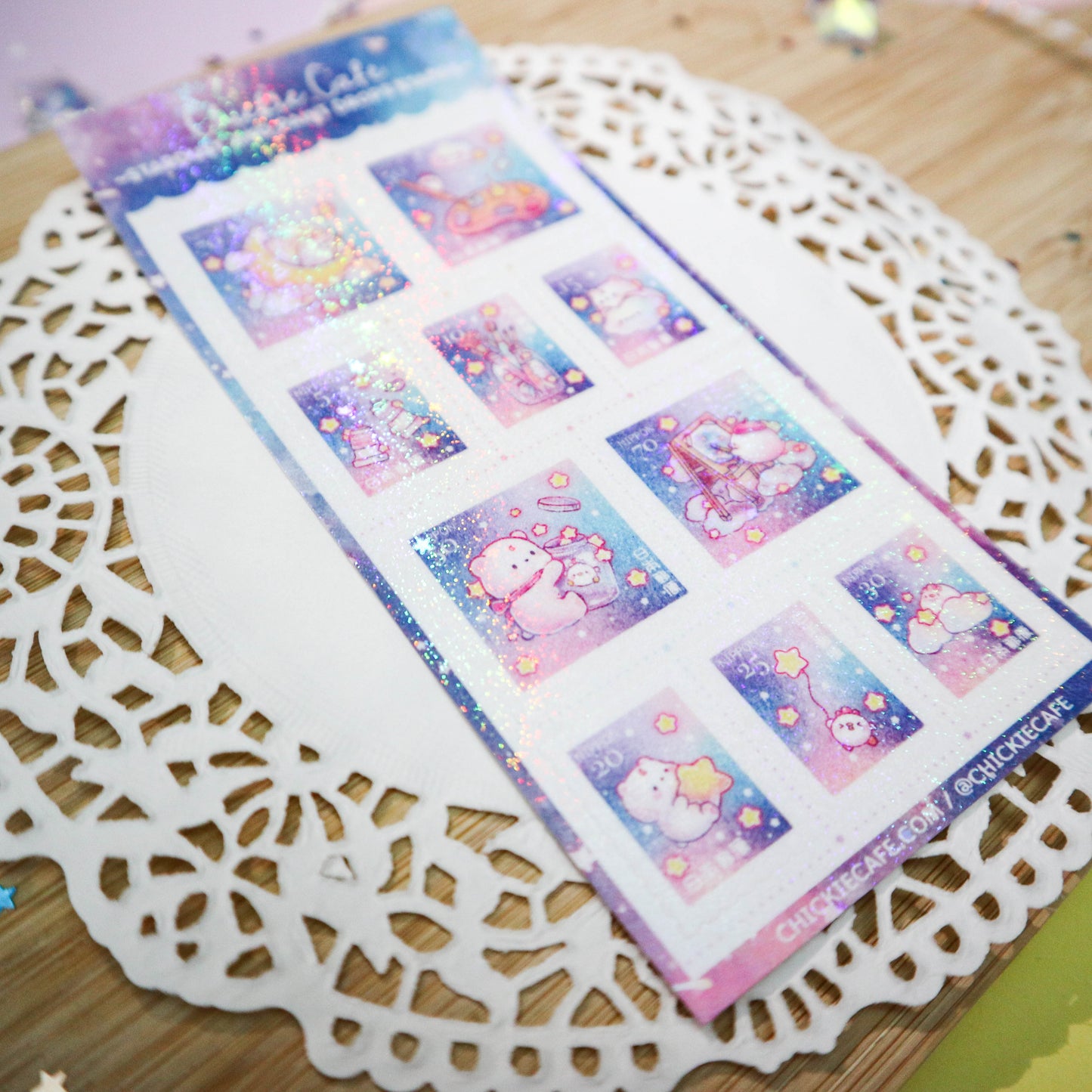 Stardust and Paint Drops Stamps Sticker Sheet