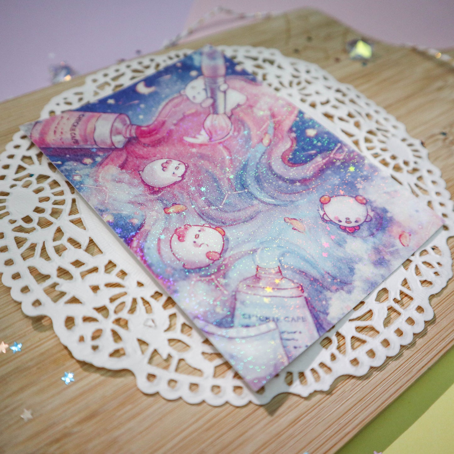 Painting a Starry Galaxy Sticker Print