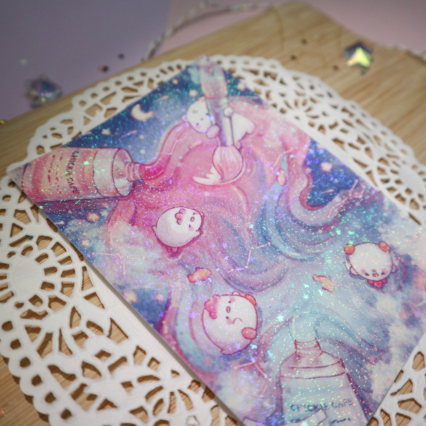 Painting a Starry Galaxy Sticker Print