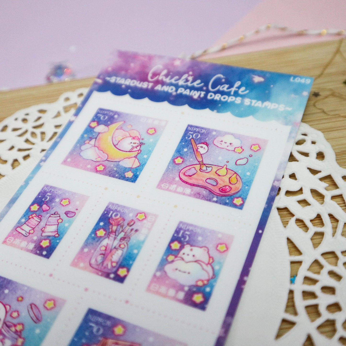 Stardust and Paint Drops Stamps Sticker Sheet