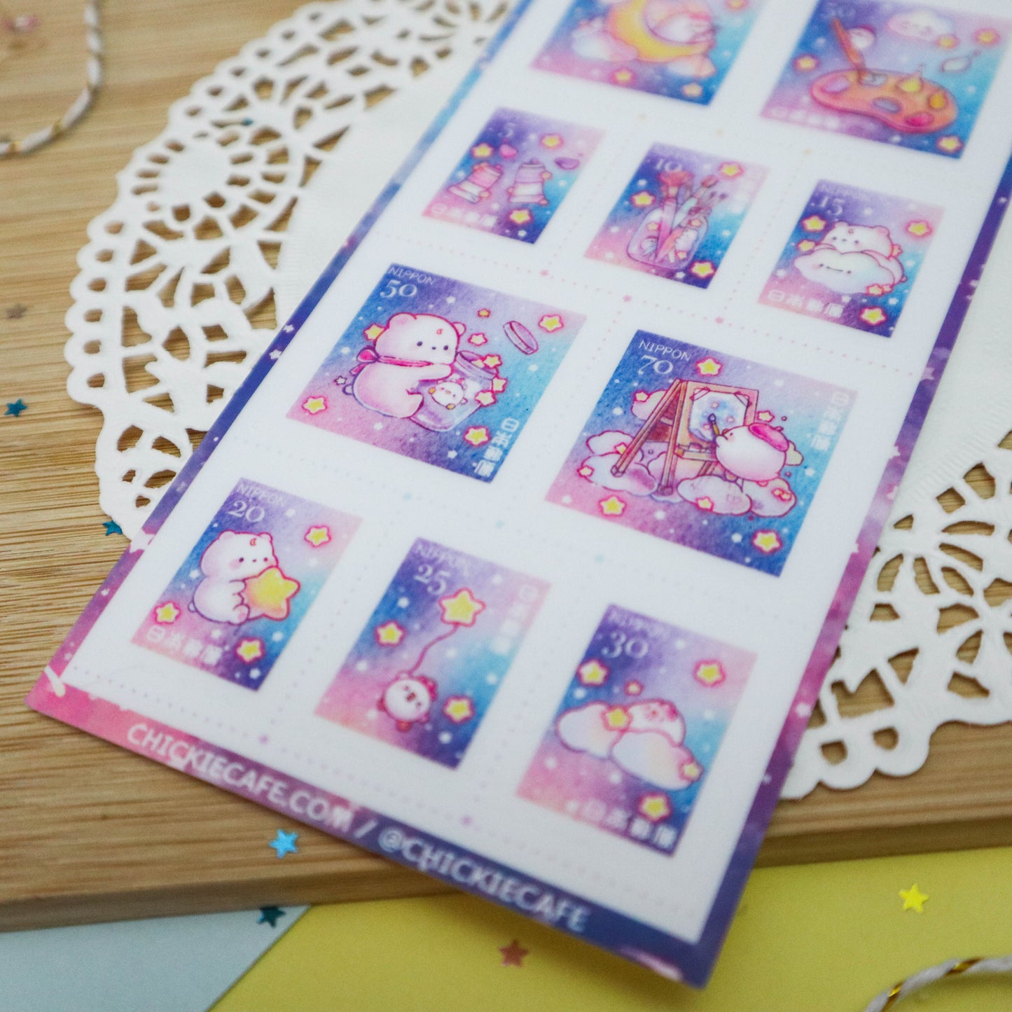 Stardust and Paint Drops Stamps Sticker Sheet