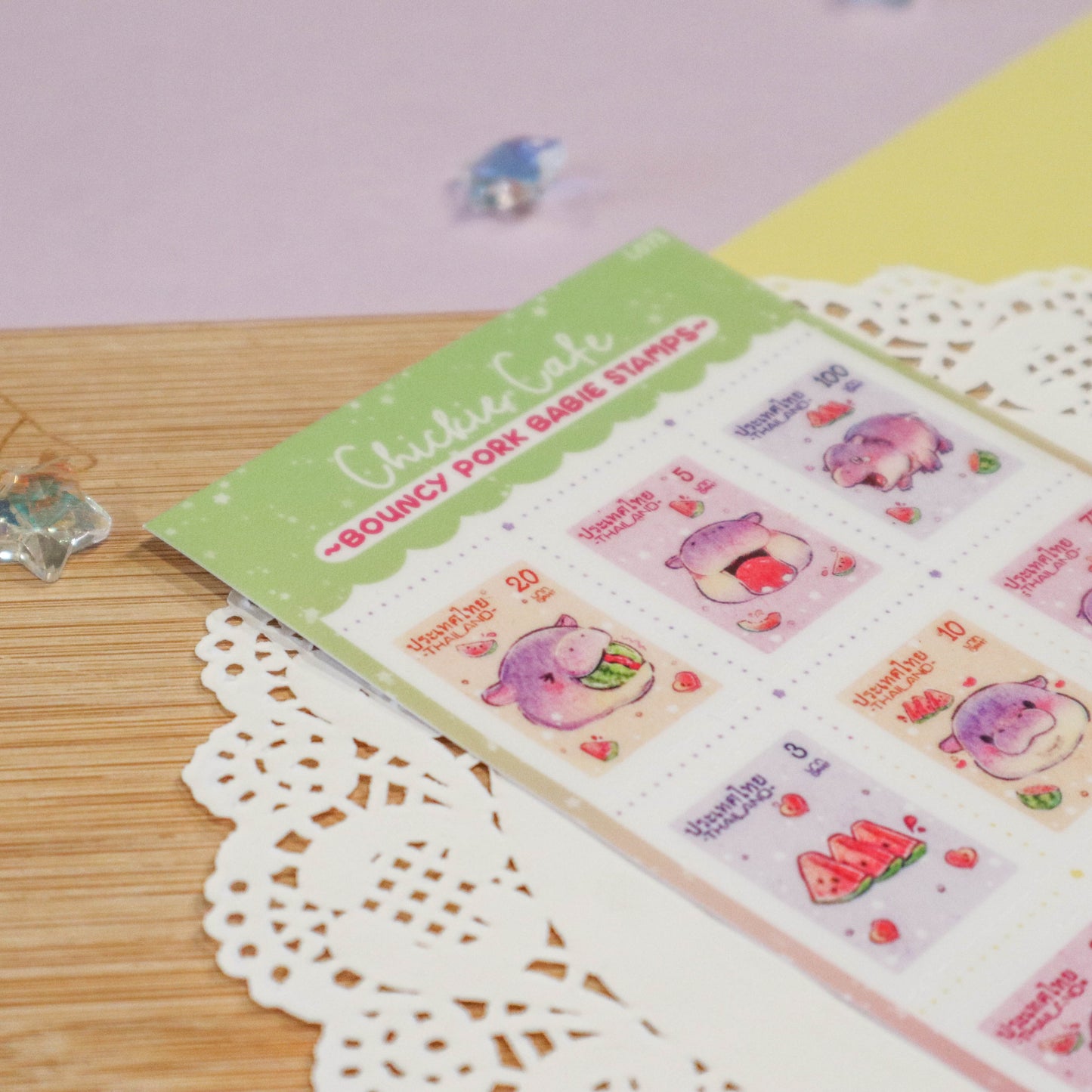 Bouncy Pork Stamps Sticker Sheet