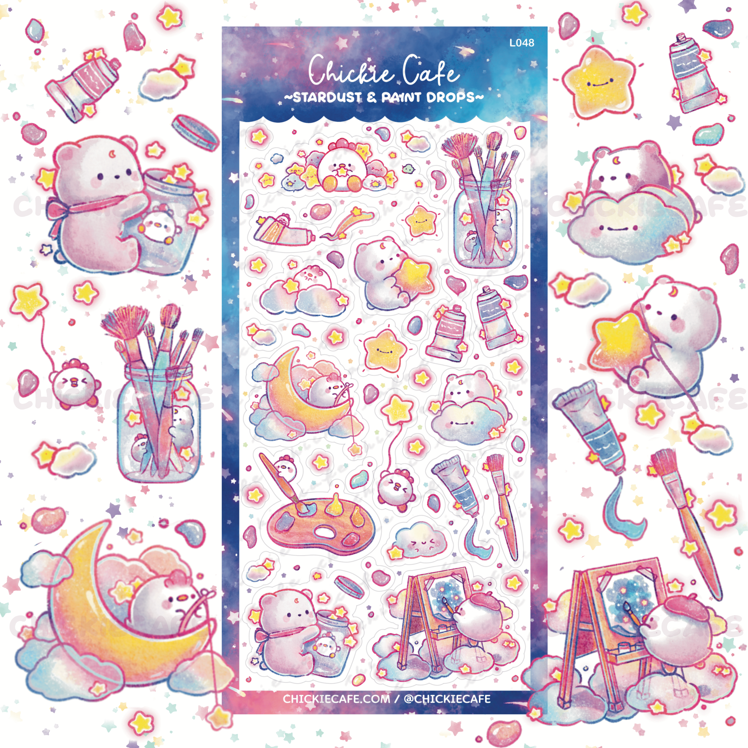Stardust Sticker Format Stardust and Paint Drops Sticker Sheet - 5 HOLO LEFT – Chickie Cafe