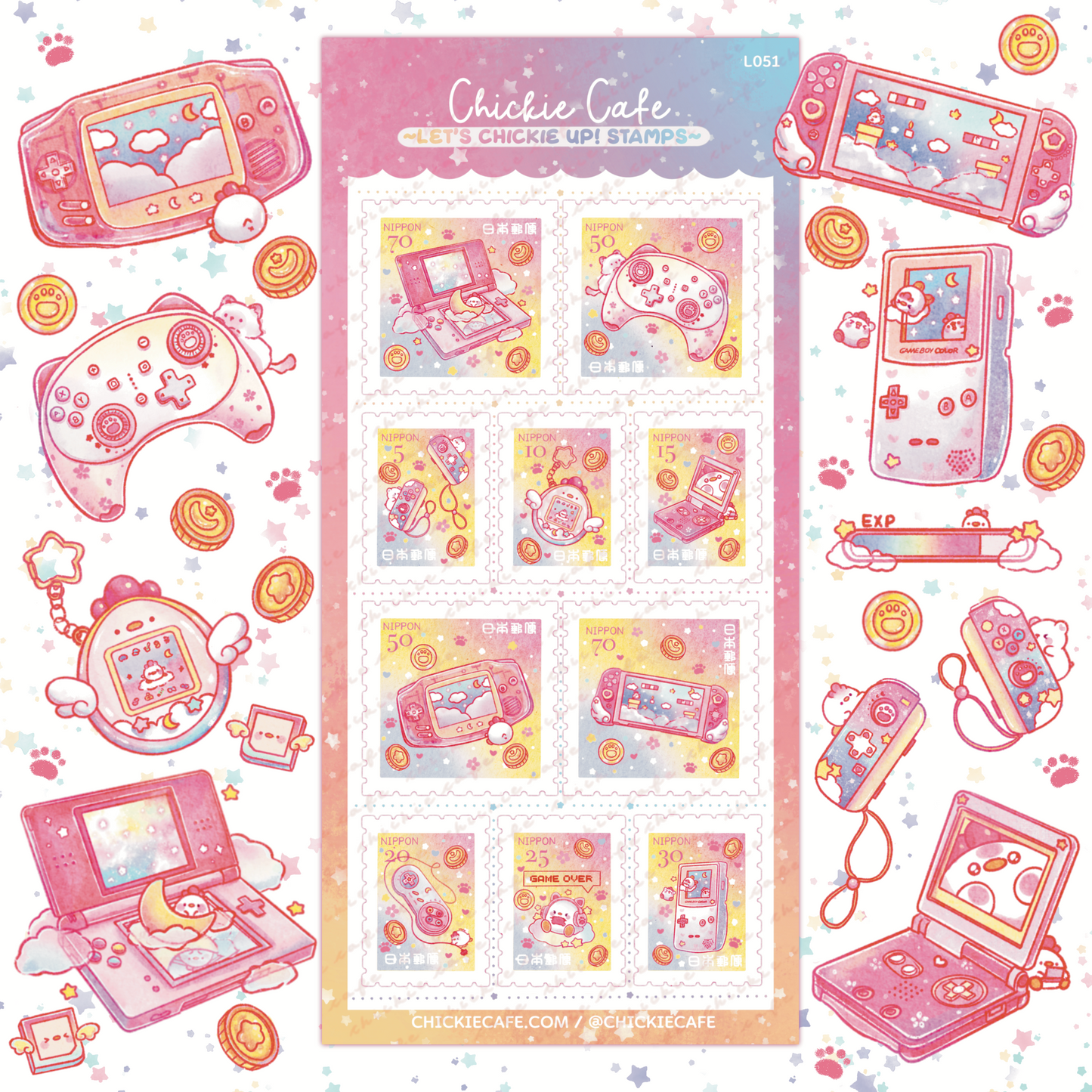 Let's Chickie Up Stamps Sticker Sheet