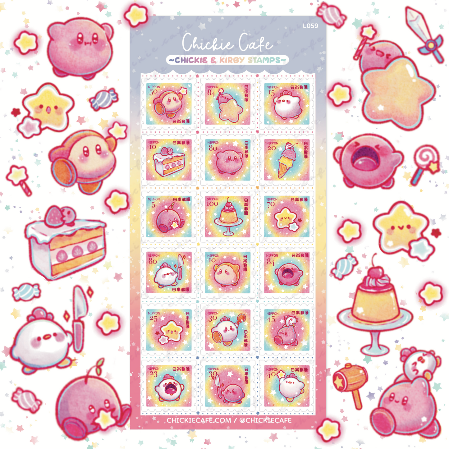 Kirby & Chickie Stamps Sticker Sheet