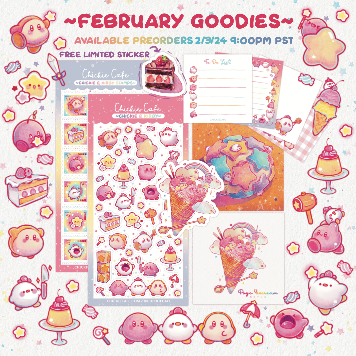 Kirby & Chickie Stamps Sticker Sheet