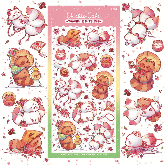 Tanuki & Kitsune  Sticker Sheet