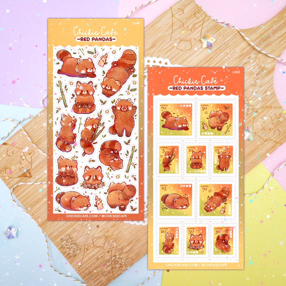 Red Panda Stamps Sticker Sheet