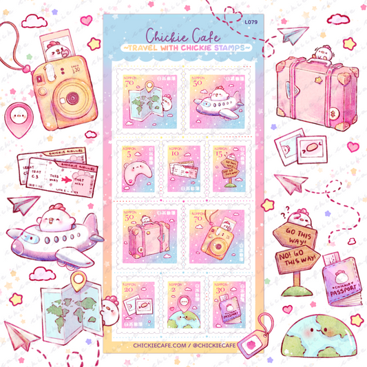 Travel with Chickie Stamps Sticker Sheet