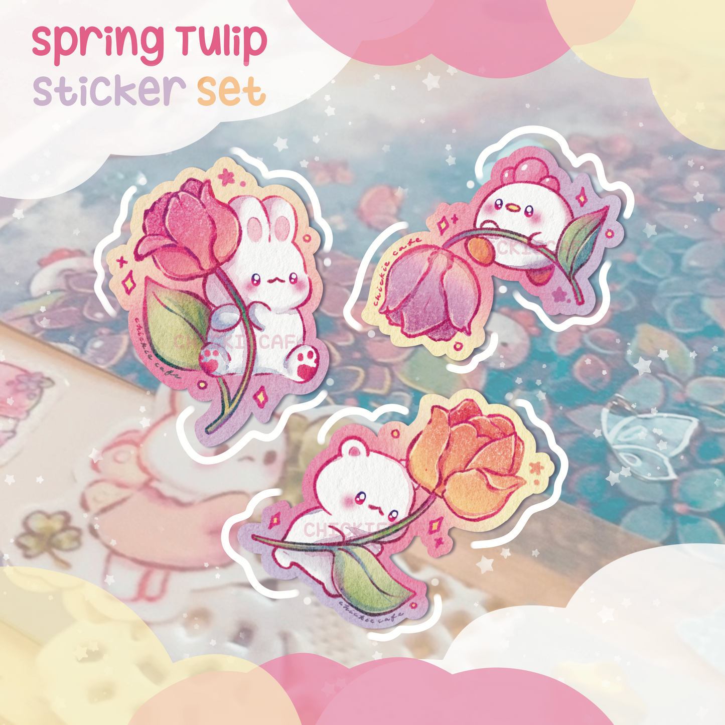 Spring Tulips Sticker Set (Stardust Holographic)