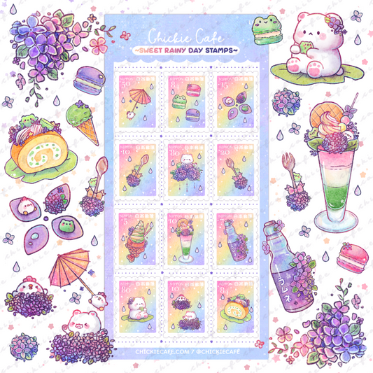 Sweet Rainy Day Stamps Sticker Sheet