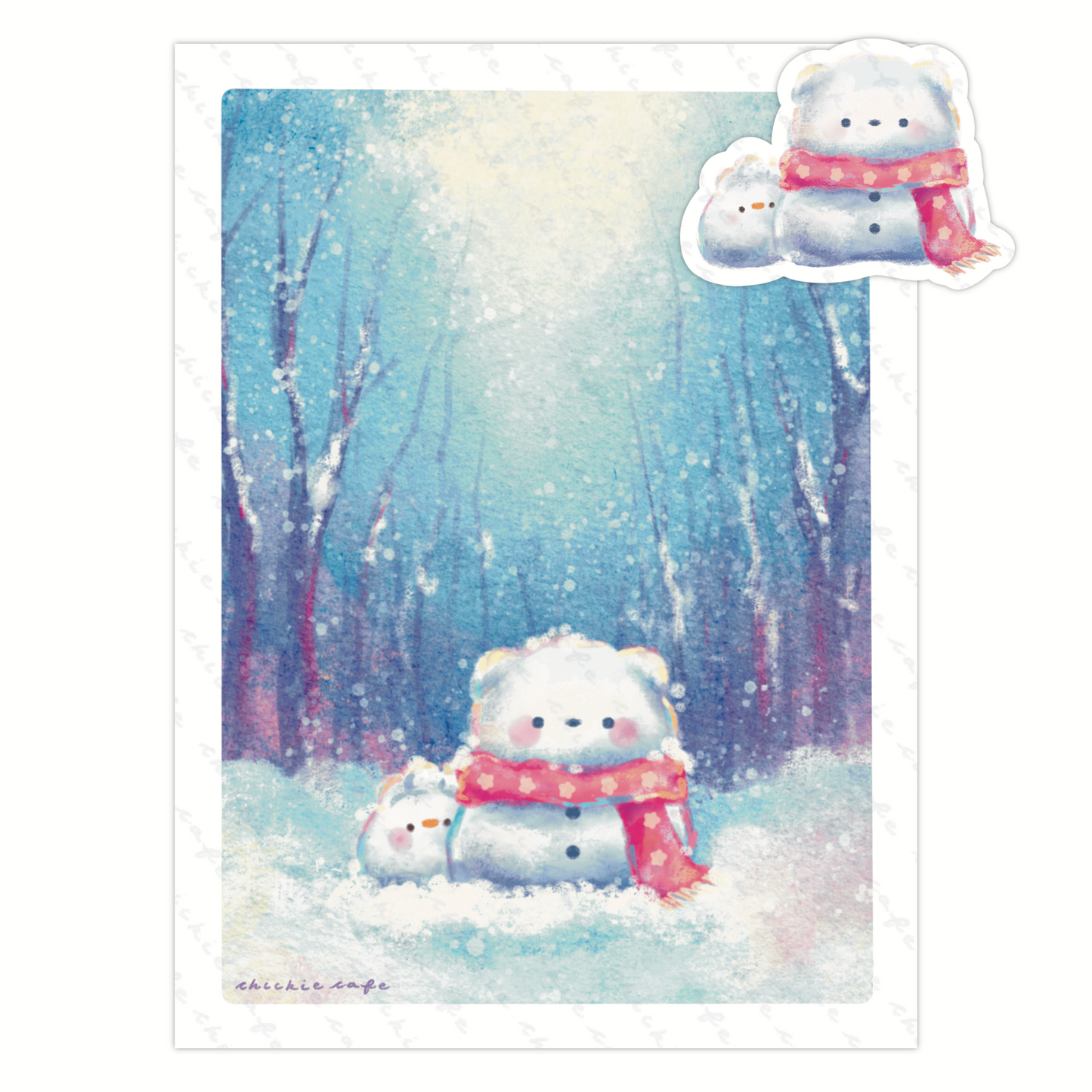 Cute Snowman Sticker + Cute Snowman Sticker Print Set