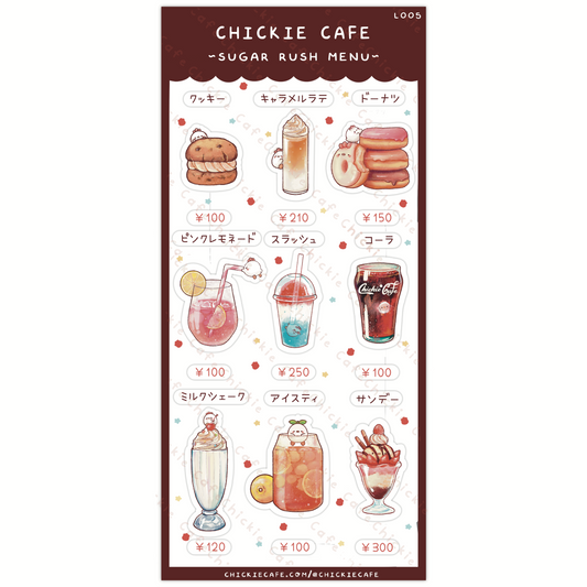 Sugar Rush Menu Sticker Sheet