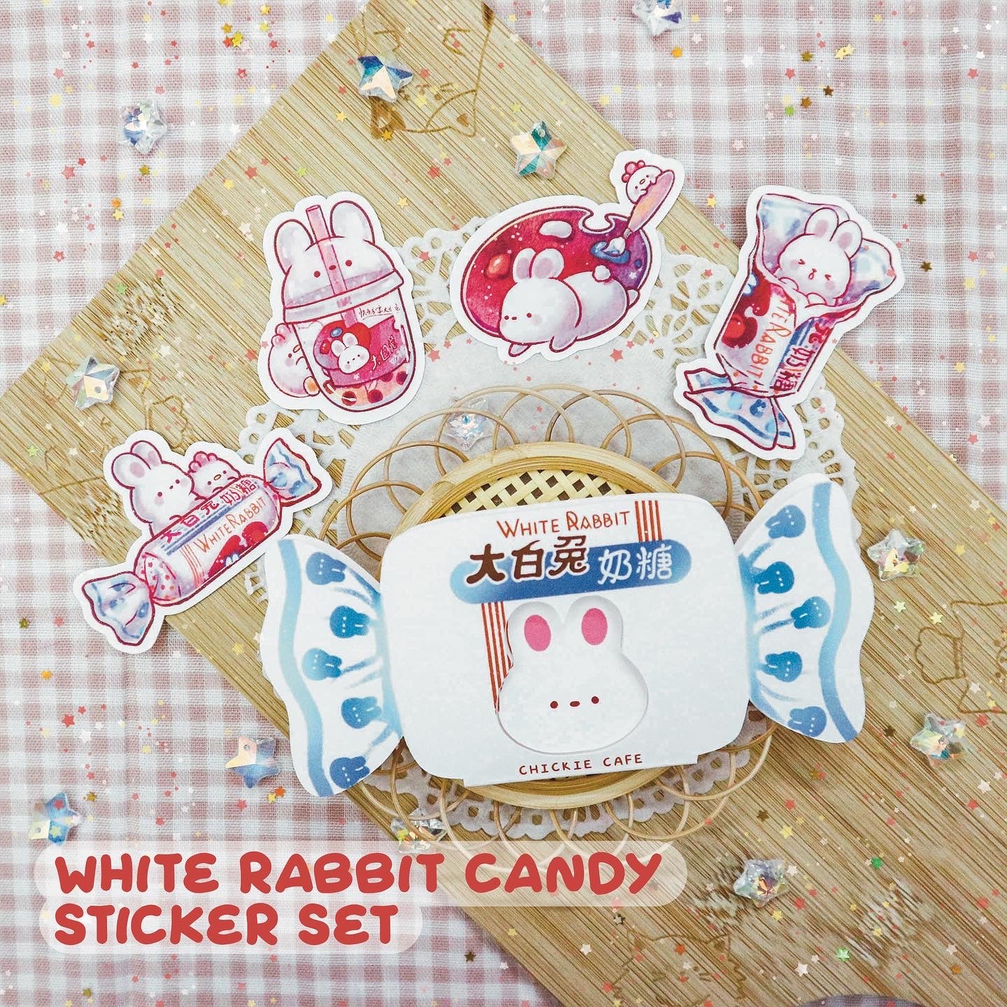 White Rabbit Creamy Candy Sticker Set (Stardust Holographic)