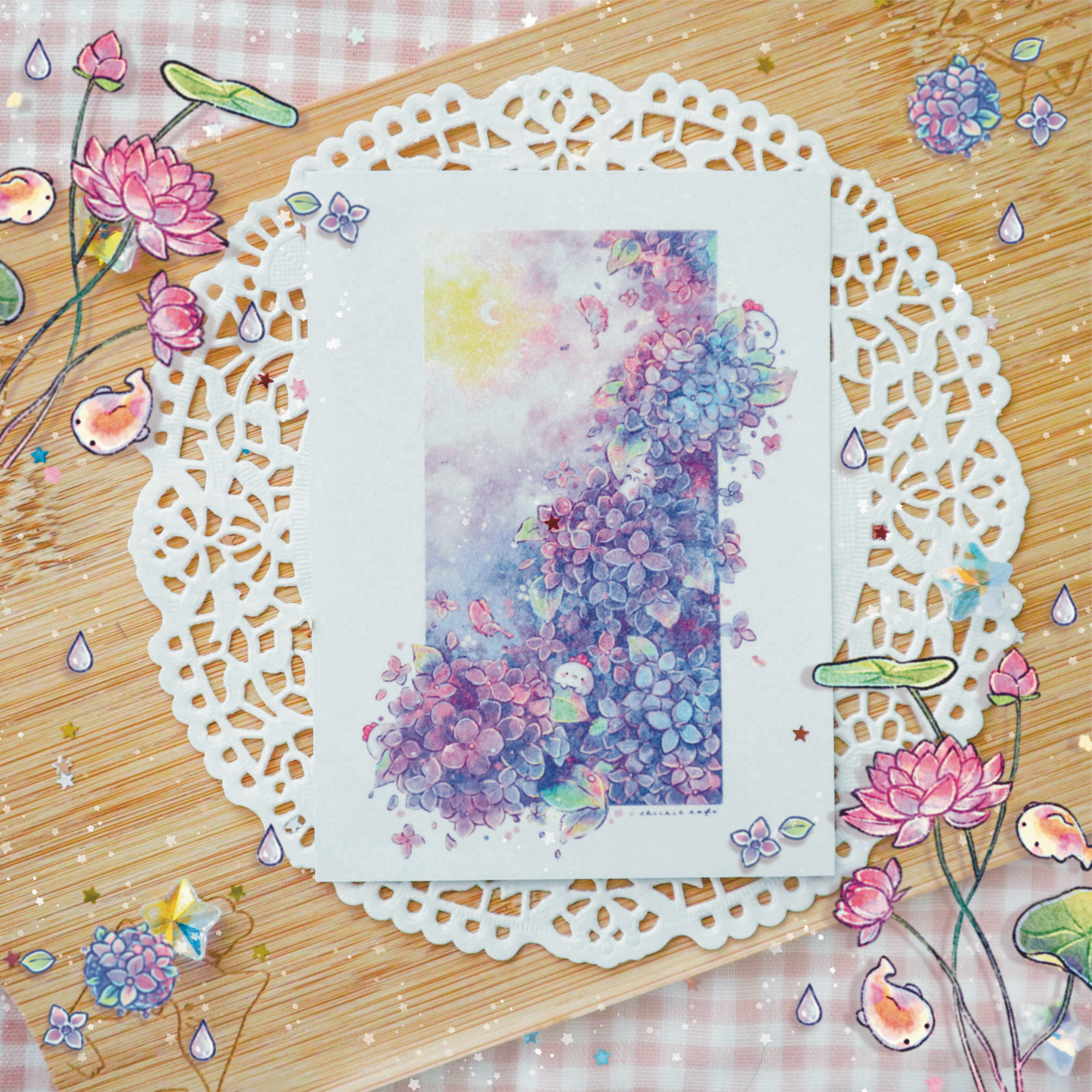 Midnight Hydrangea Garden Sticker Print