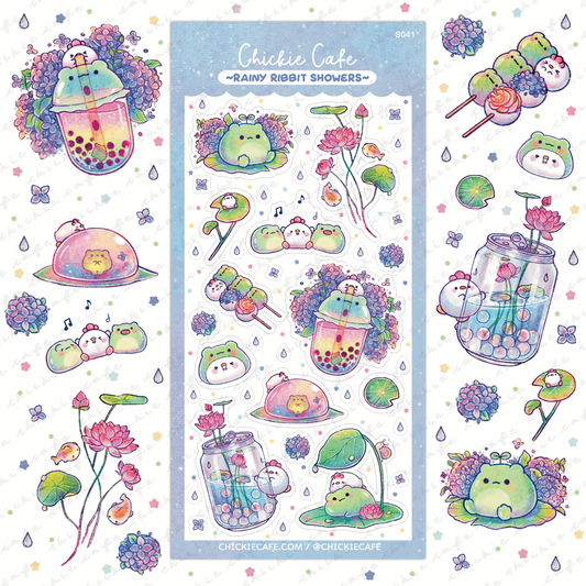 Rainy Ribbit Showers Sticker Sheet