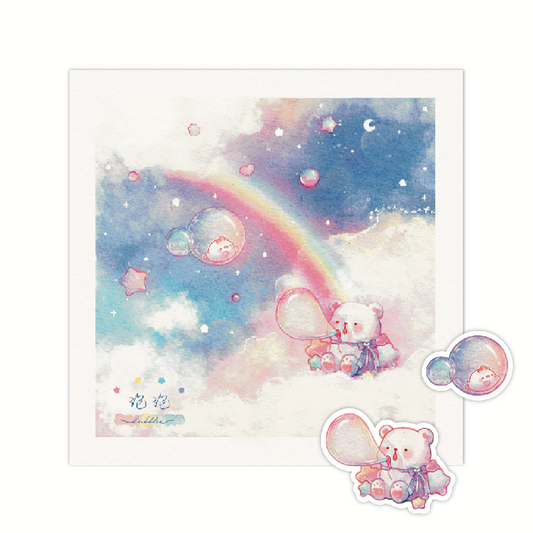 Rainbow Bubbles Sticker Print Set