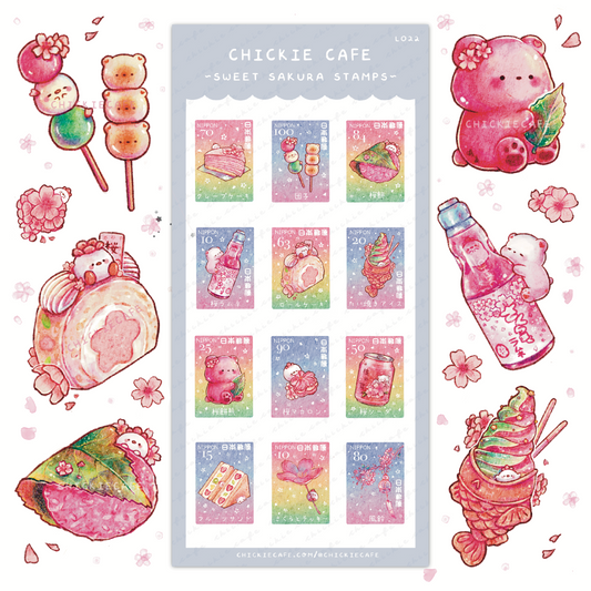 Sweet Sakura Stamp Sticker Sheet