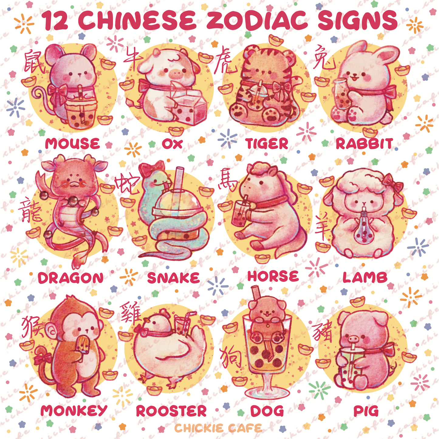 12 Chinese Zodiac Sign Sticker Print