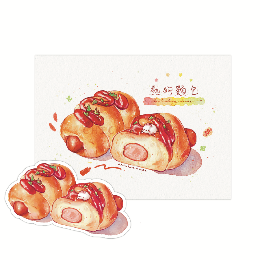 Hotdog Bun Print + Hotdog Bun Sticker Set