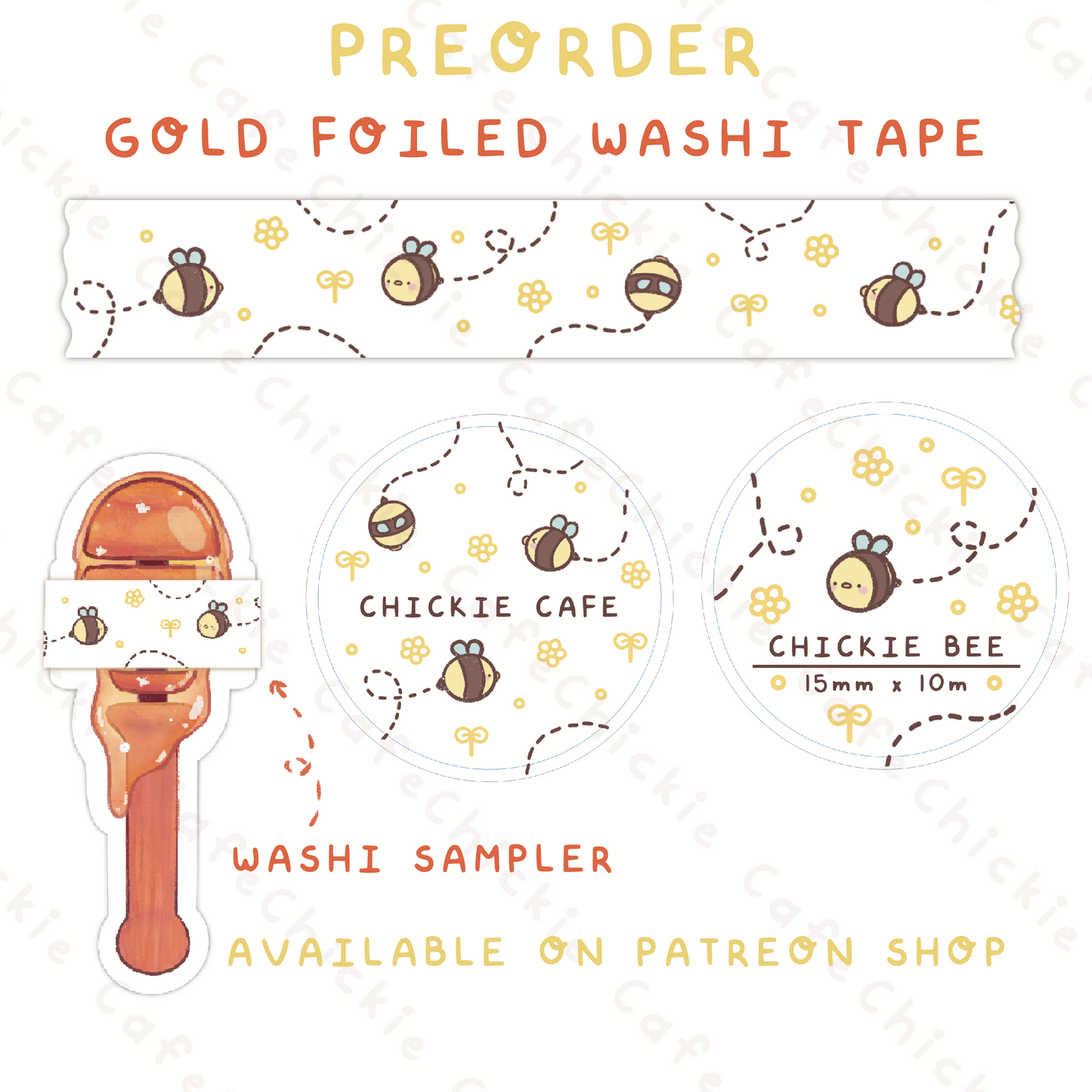 Chickie Bee Gold Foil Washi Tape