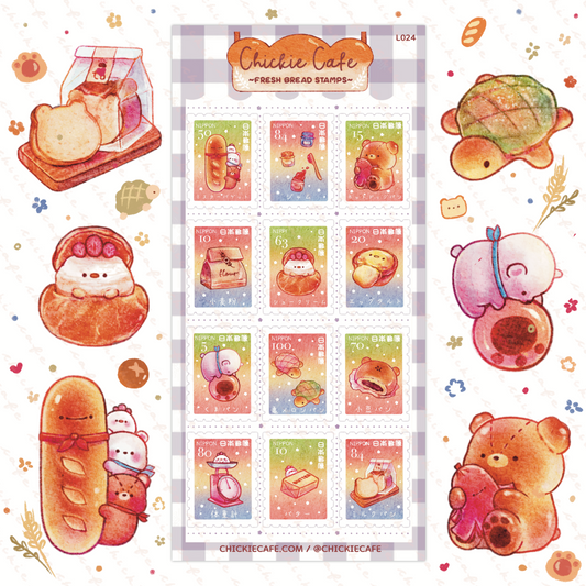 Fresh Bread Stamp Sticker Sheet