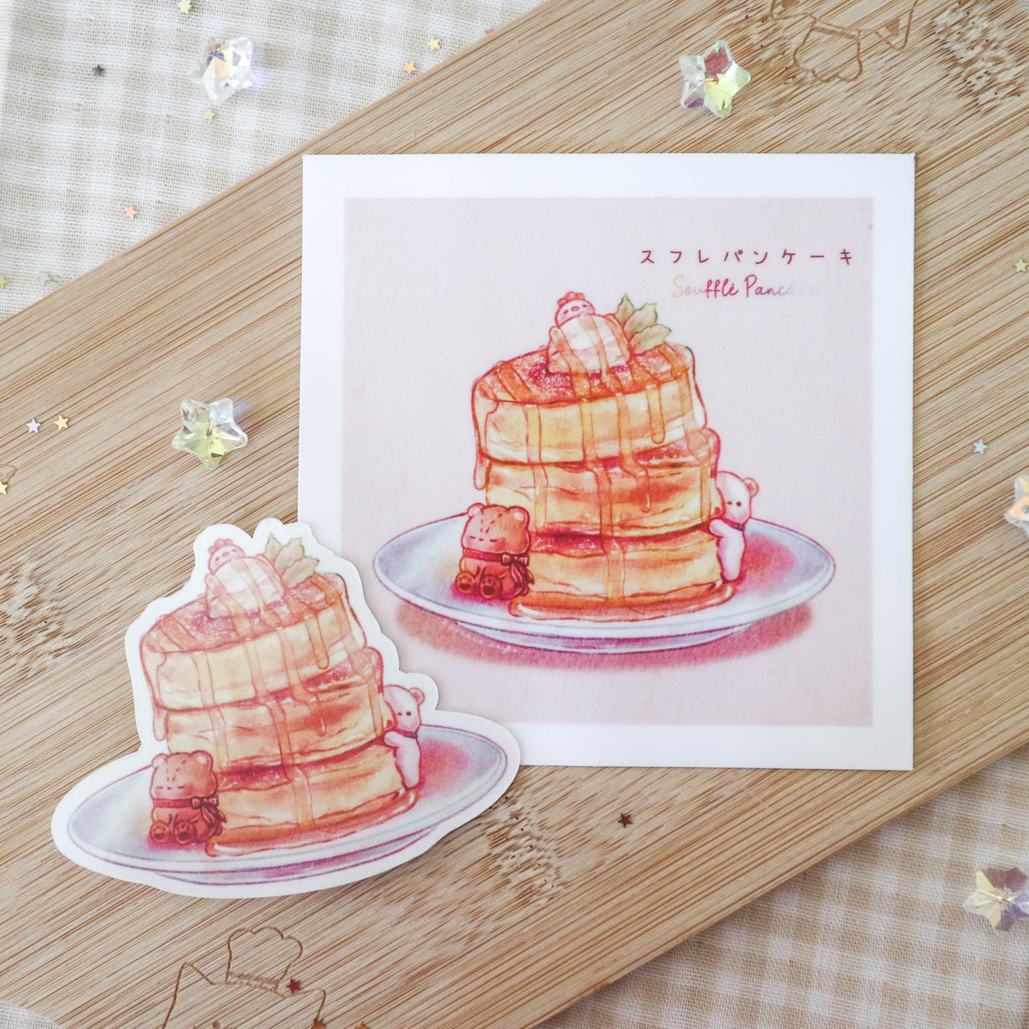 Fluffy Soufflé Pancake Sticker +  Fluffy Soufflé Pancake Sticker Print Set