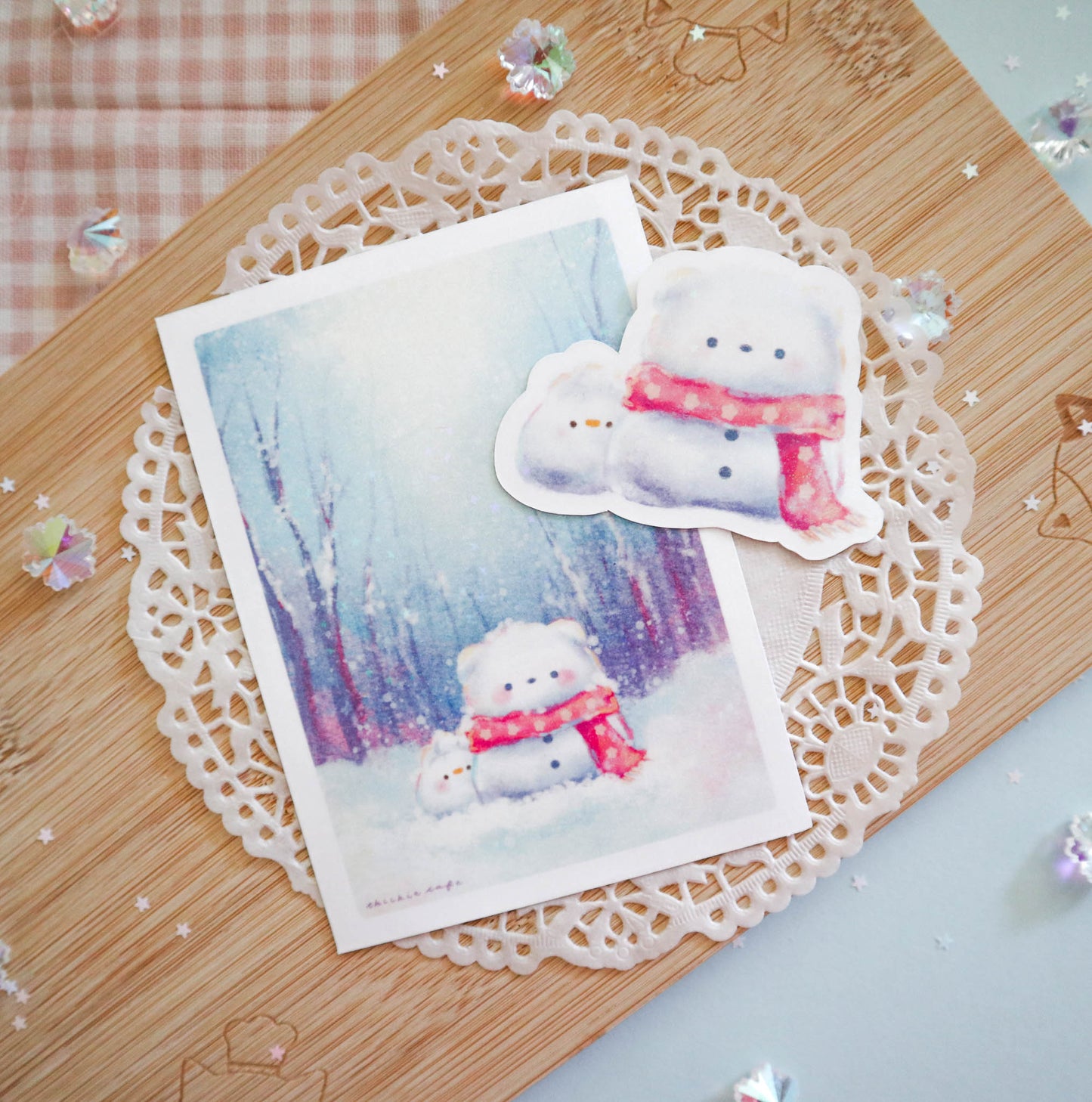 Cute Snowman Sticker + Cute Snowman Sticker Print Set