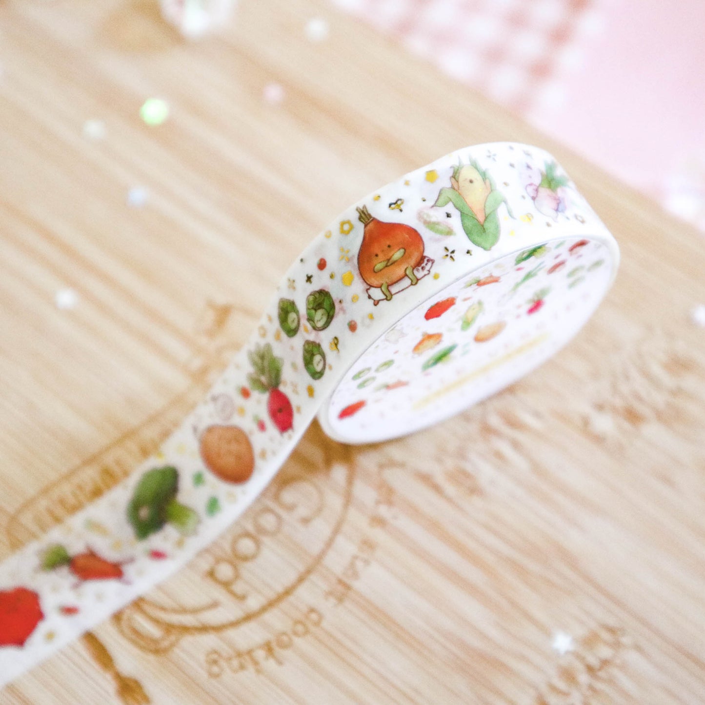 Little Veggies Gold Foil Washi Tape