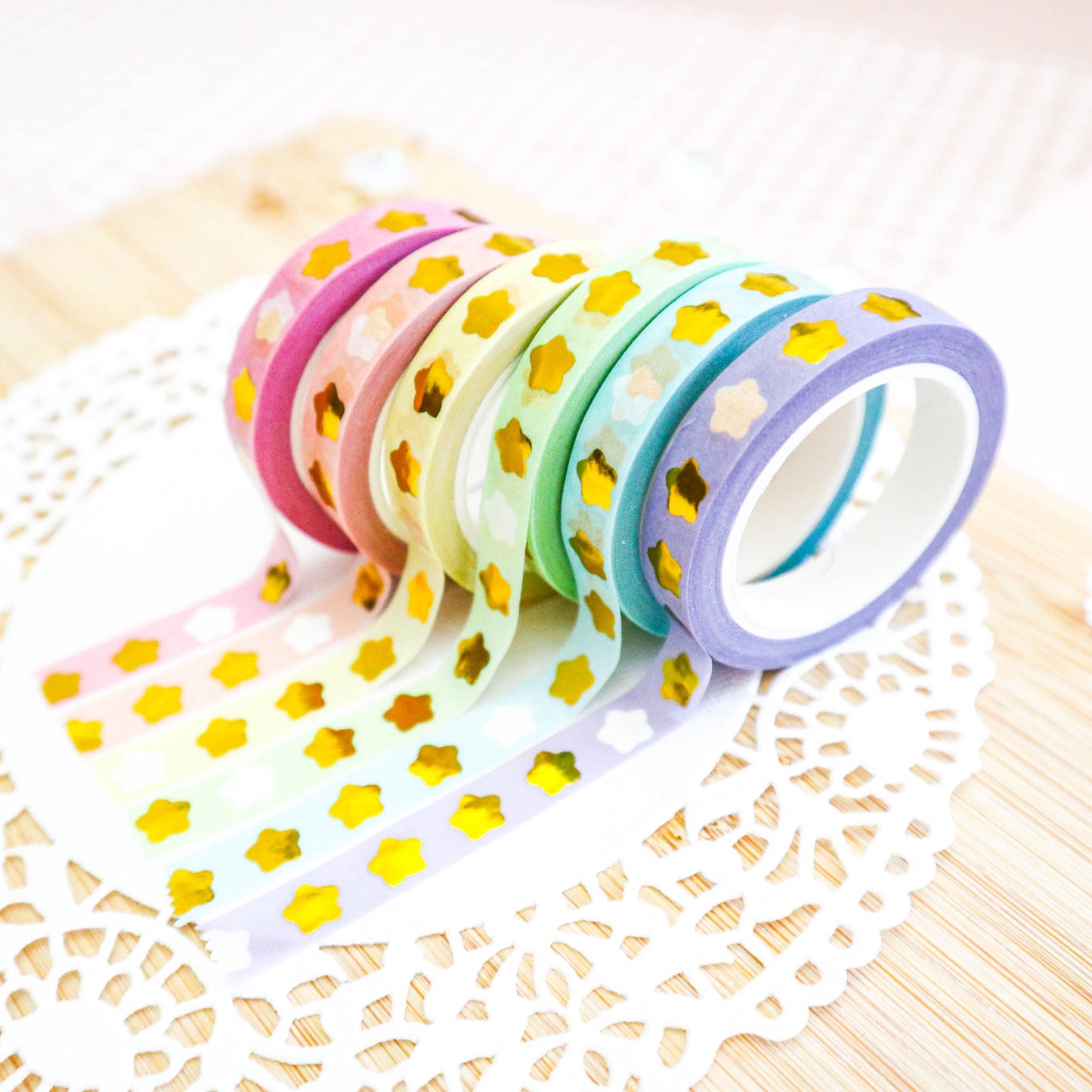 Pastel Star Gold Foil Washi Tape