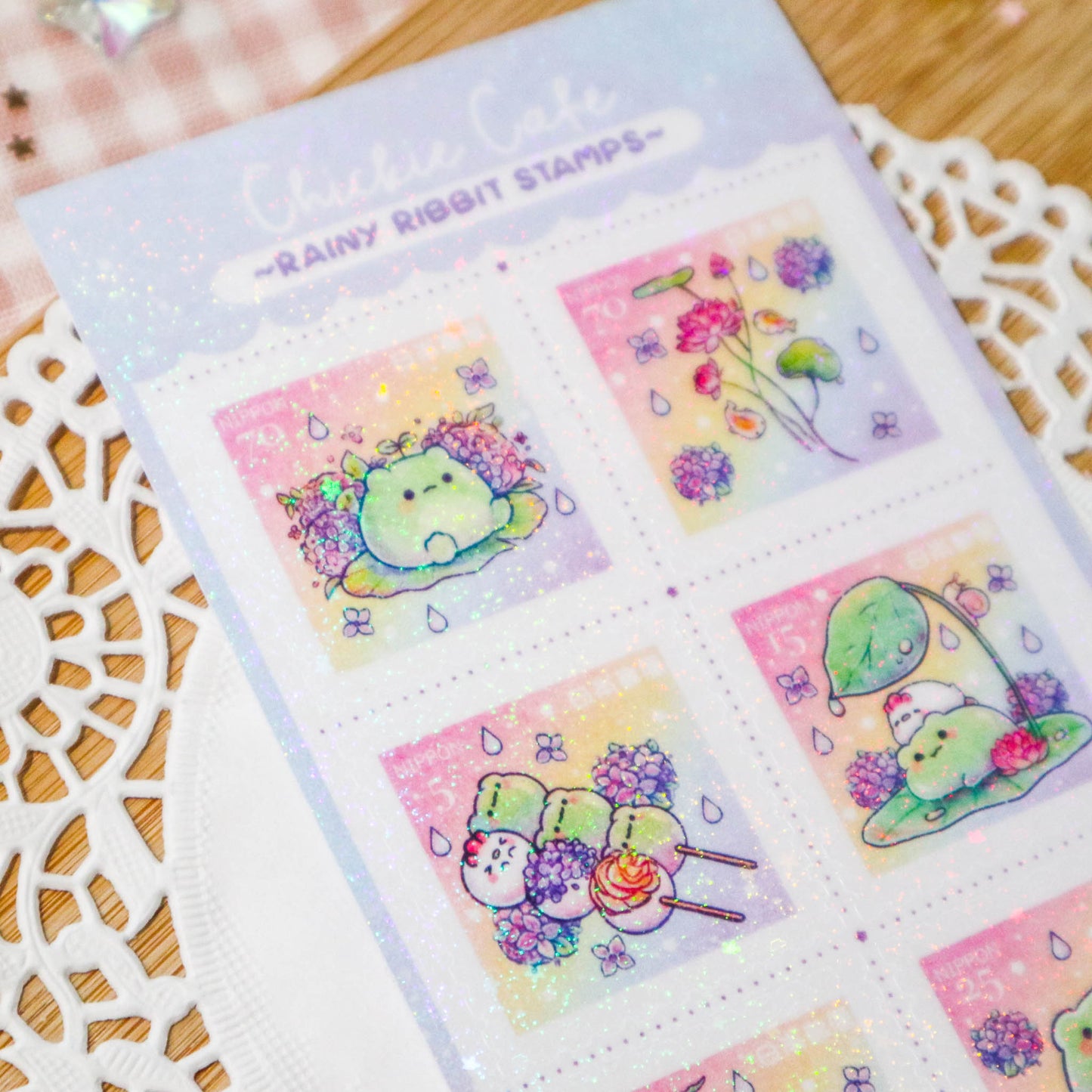 Rainy Ribbit Showers Stamp Sticker Sheet