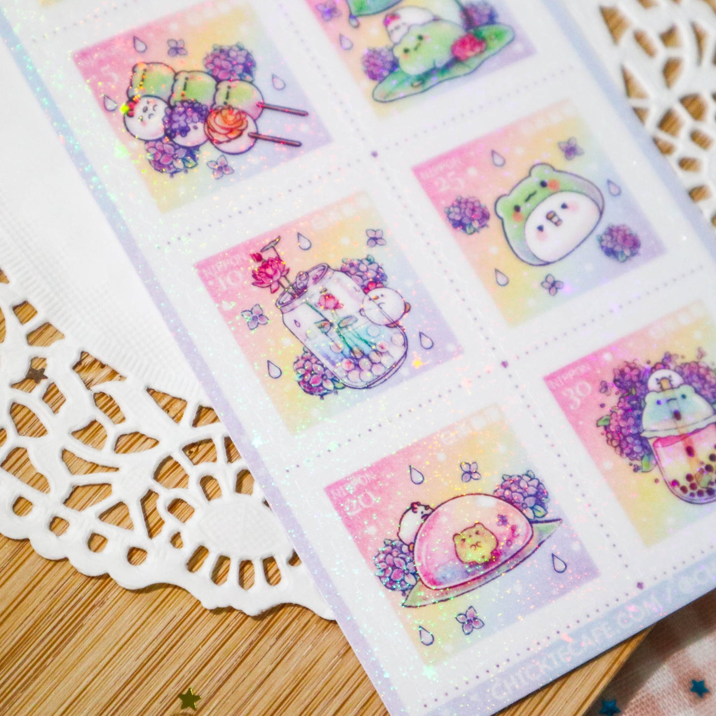 Rainy Ribbit Showers Stamp Sticker Sheet